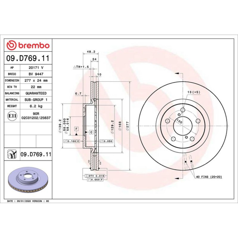 Bremsscheibe VA 09.D769.11 Bremsscheibe VA 09.D769.11