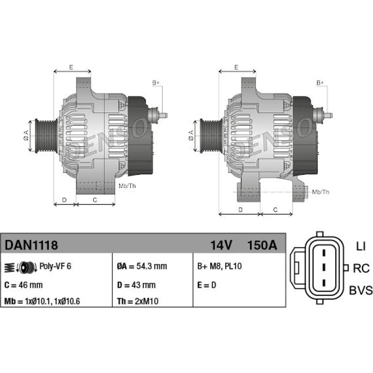DENSO Generator DAN1118 DENSO Generator DAN1118