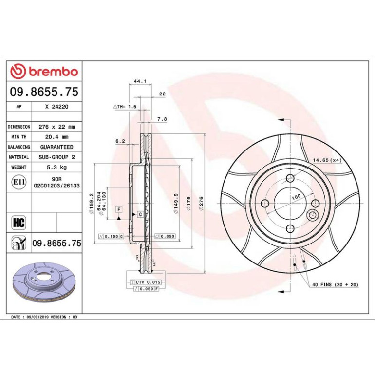 11 481 039M Bremsscheibe VA Brembo Max 09.8655.75 11 481 039M Bremsscheibe VA Brembo Max 09.8655.75