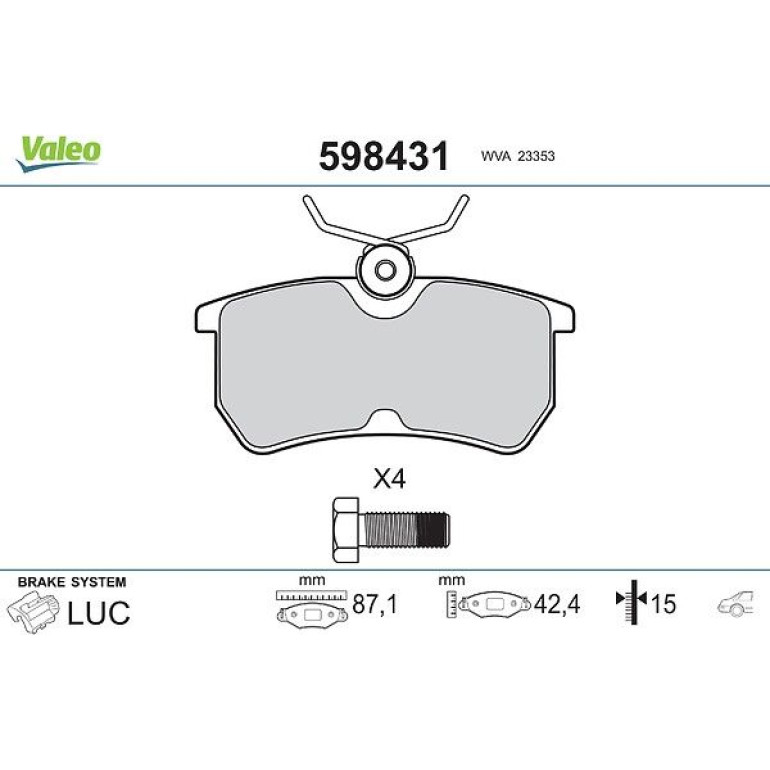 VALEO Bremsbeläge 598431 VALEO Bremsbeläge 598431