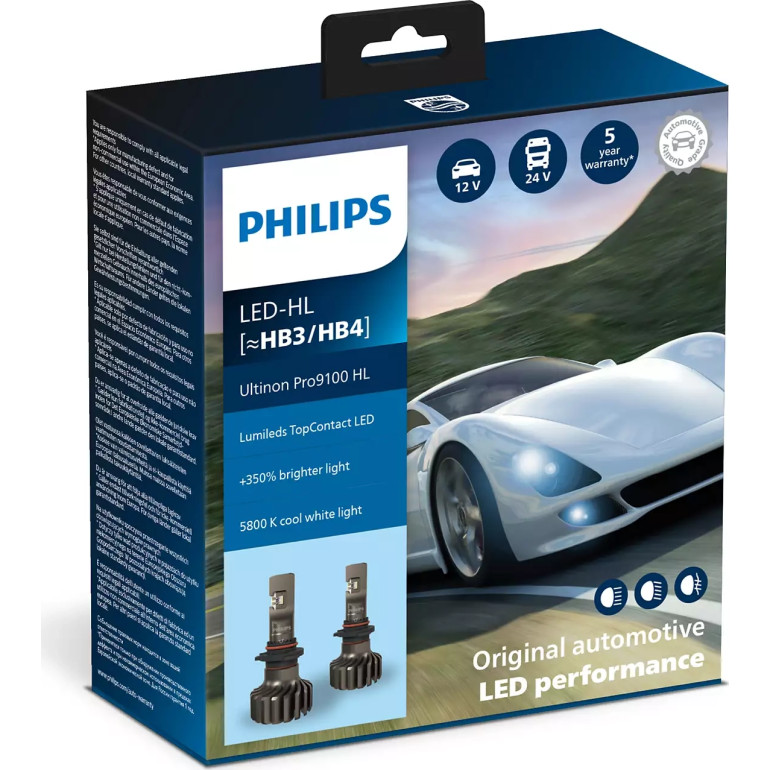 HB3/4 12V/24V P20d/P22d Ultinon Pro9100 HL LED 5800K NOECE 2St PHILIPS 11005U9100X2 HB3/4 12V/24V P20d/P22d Ultinon Pro9100 HL LED 5800K NOECE 2St PHILIPS 11005U9100X2