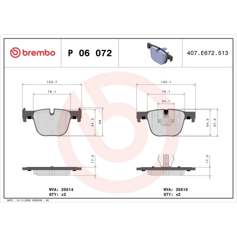 BREMBO Bremsklötze HA P 06 072 BREMBO Bremsklötze HA P 06 072