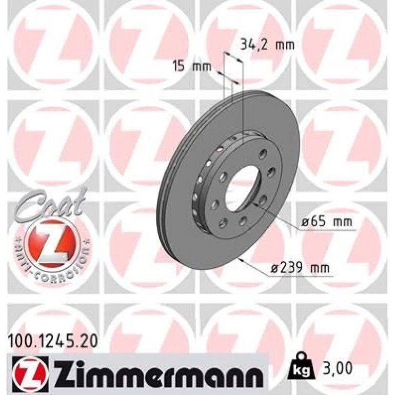 ZIMMERMANN Bremsscheibe 100.1245.20 ZIMMERMANN Bremsscheibe 100.1245.20