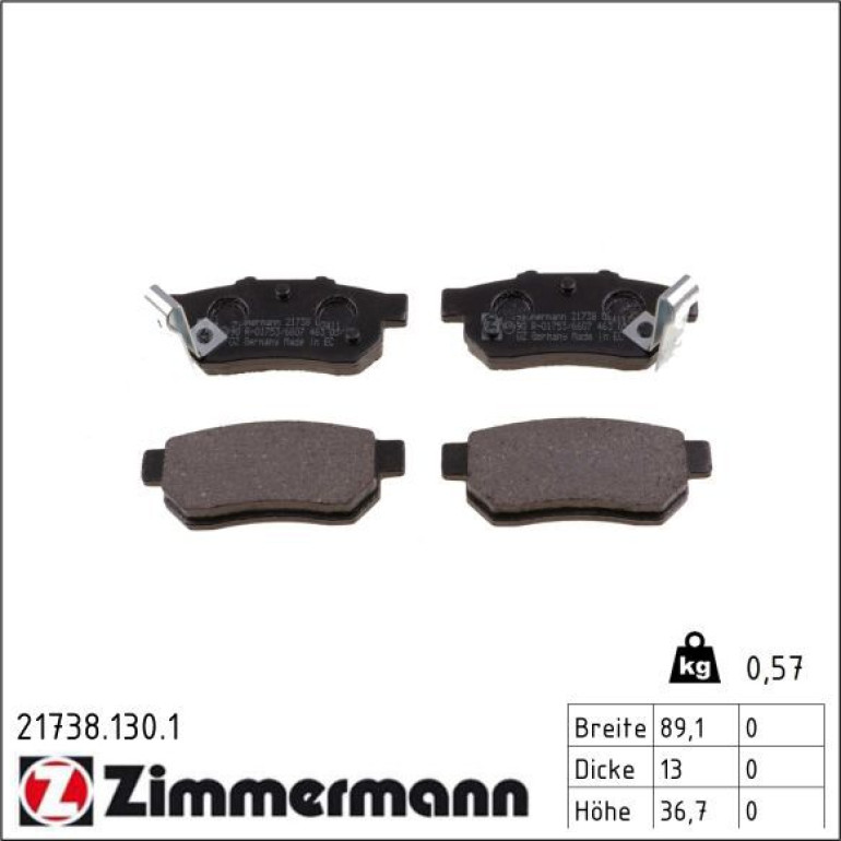 ZIMMERMANN Bremsbeläge 21738.130.1 ZIMMERMANN Bremsbeläge 21738.130.1