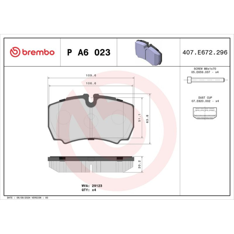 BREMBO Bremsklötze HA P A6 023 BREMBO Bremsklötze HA P A6 023