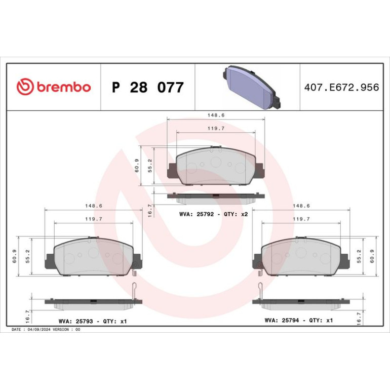 BREMBO Bremsklötze VA P 28 077 BREMBO Bremsklötze VA P 28 077