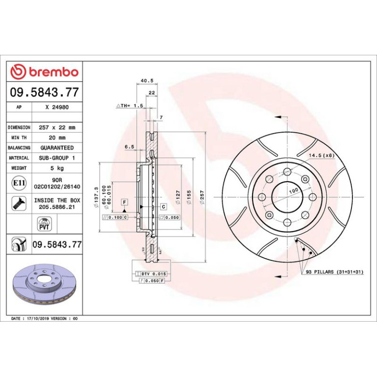 Bremsscheibe VA Brembo Max 09.5843.77 Bremsscheibe VA Brembo Max 09.5843.77