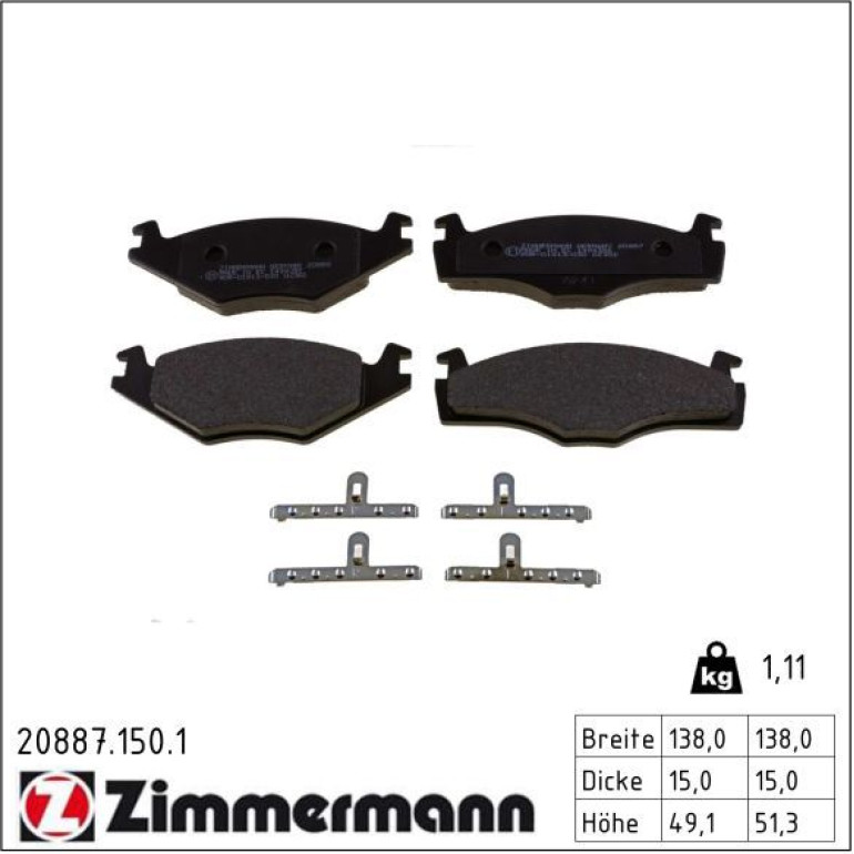 ZIMMERMANN Bremsbeläge 20887.150.1 ZIMMERMANN Bremsbeläge 20887.150.1