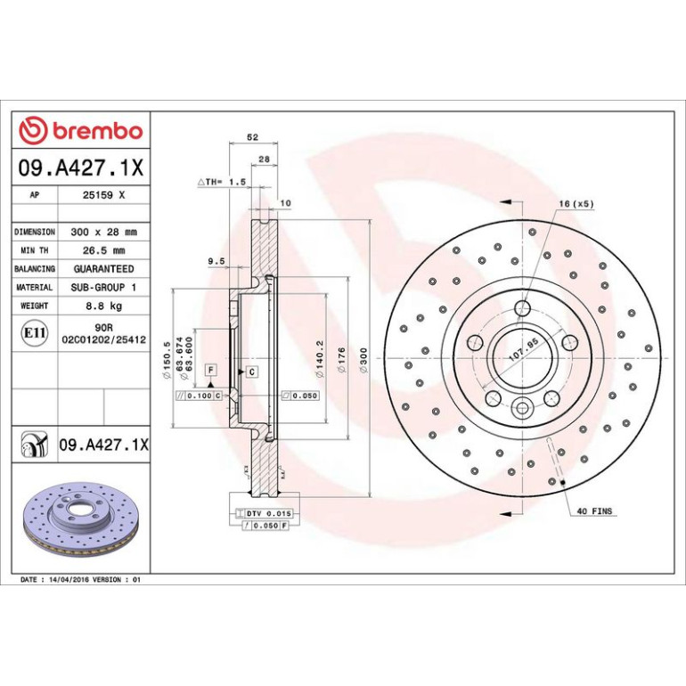 Bremsscheibe VA Xtra 09.A427.1X Bremsscheibe VA Xtra 09.A427.1X