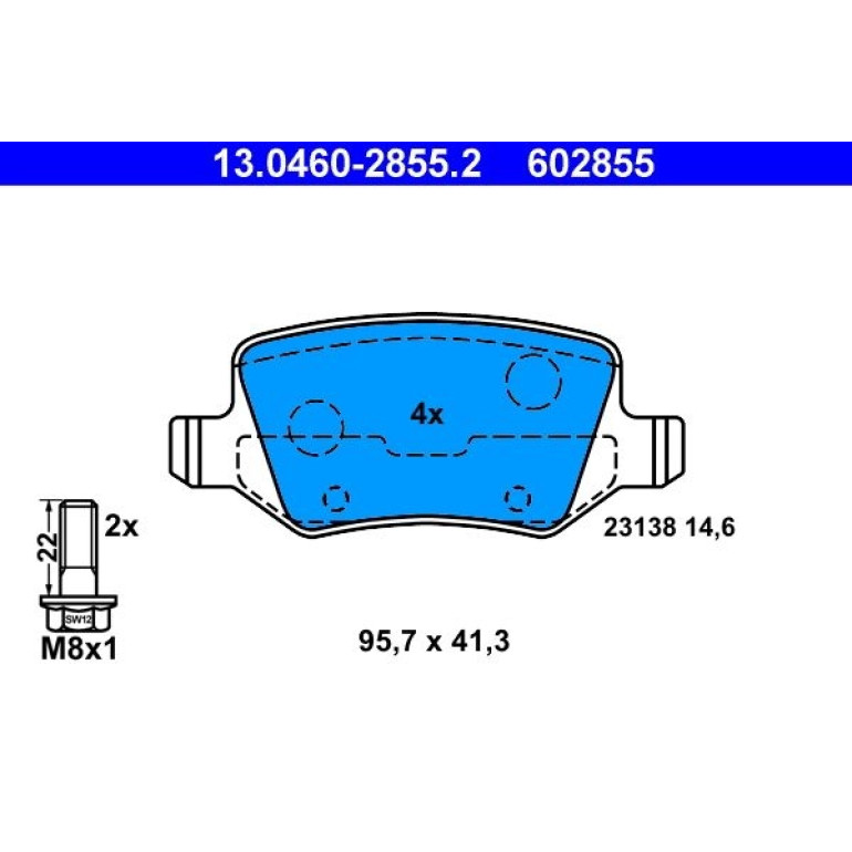 Bremsbelagsatz Db T. W168/Vaneo 1.6-2.1 97-12 13.0460-2855.2 Bremsbelagsatz Db T. W168/Vaneo 1.6-2.1 97-12 13.0460-2855.2