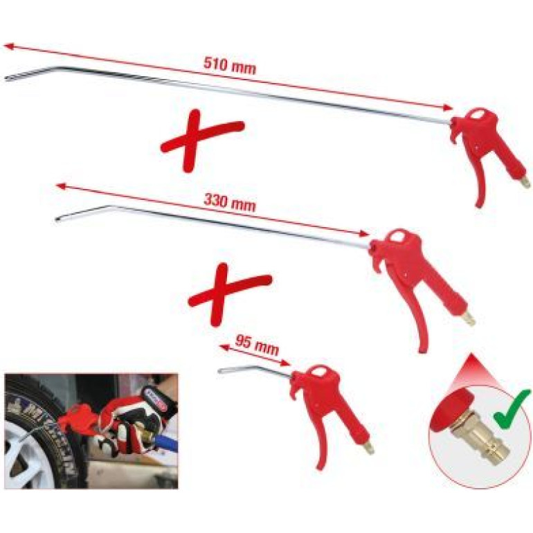 KS TOOLS Pneumatischer Blaspistolensatz, 3-teilig, 95-510 mm 515.1921 KS TOOLS Pneumatischer Blaspistolensatz, 3-teilig, 95-510 mm 515.1921
