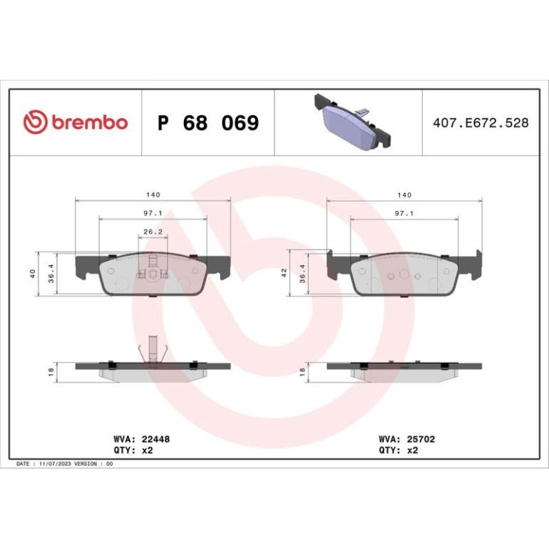 BREMBO Bremsklötze VA P 68 069 BREMBO Bremsklötze VA P 68 069