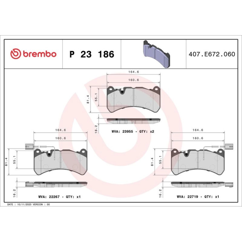 BREMBO Bremsklötze VA P 23 186 BREMBO Bremsklötze VA P 23 186