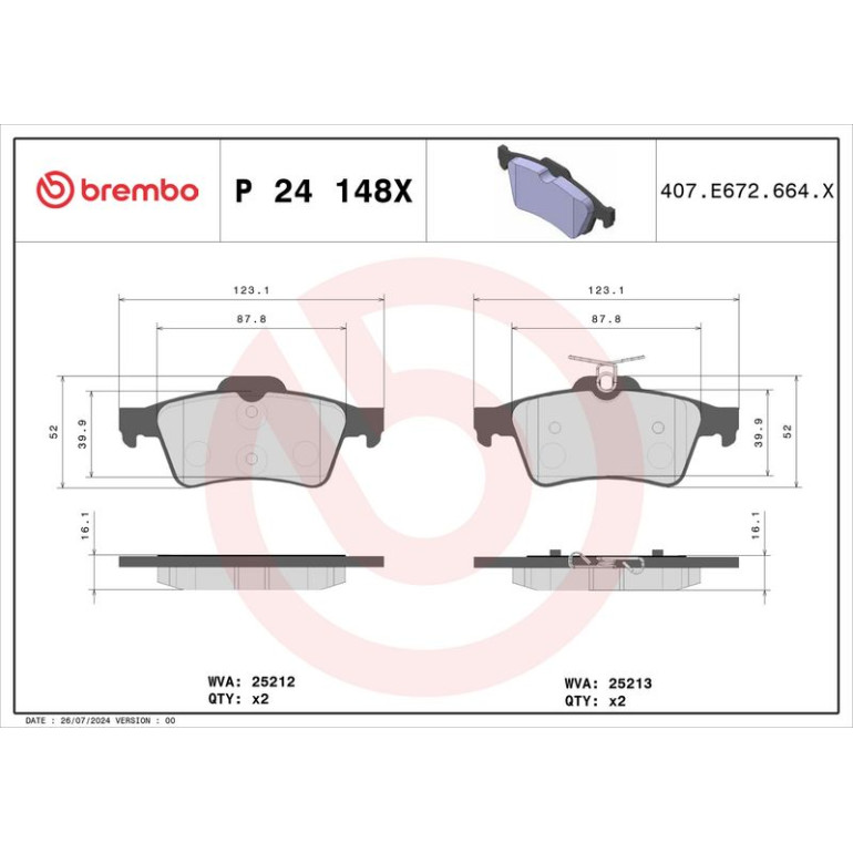 BREMBO Bremsklötze Xtra HA P 24 148X BREMBO Bremsklötze Xtra HA P 24 148X