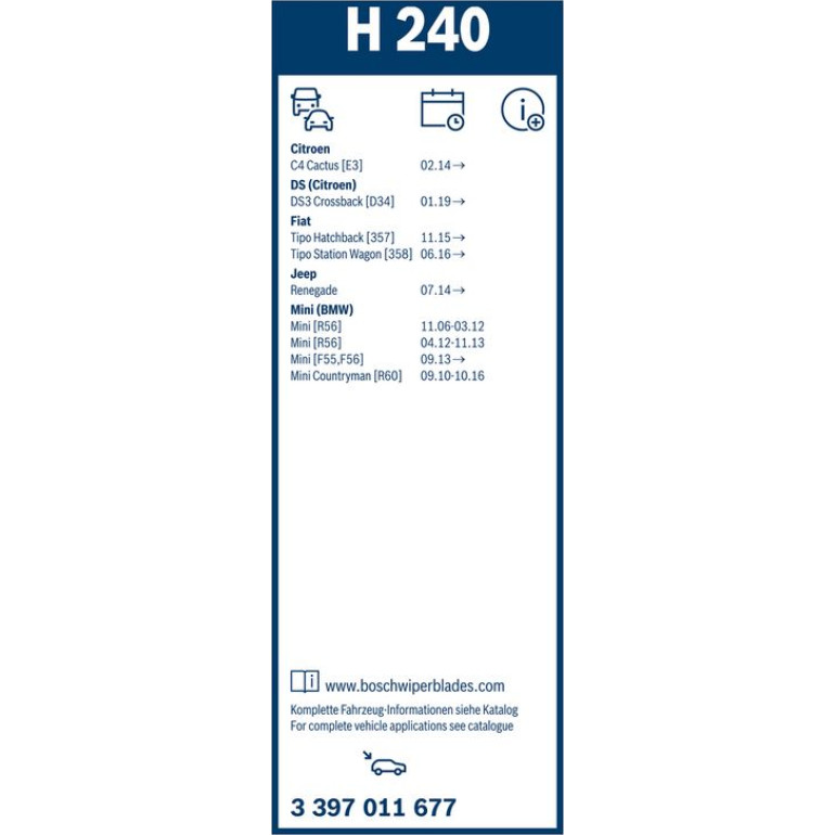 Bosch Heckscheibenwischer H240 3397011677 Bosch Heckscheibenwischer H240 3397011677