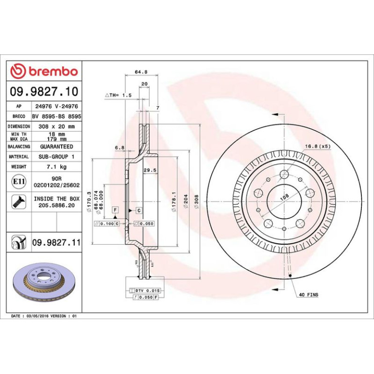 76 482 014 Bremsscheibe HA 09.9827.11 76 482 014 Bremsscheibe HA 09.9827.11
