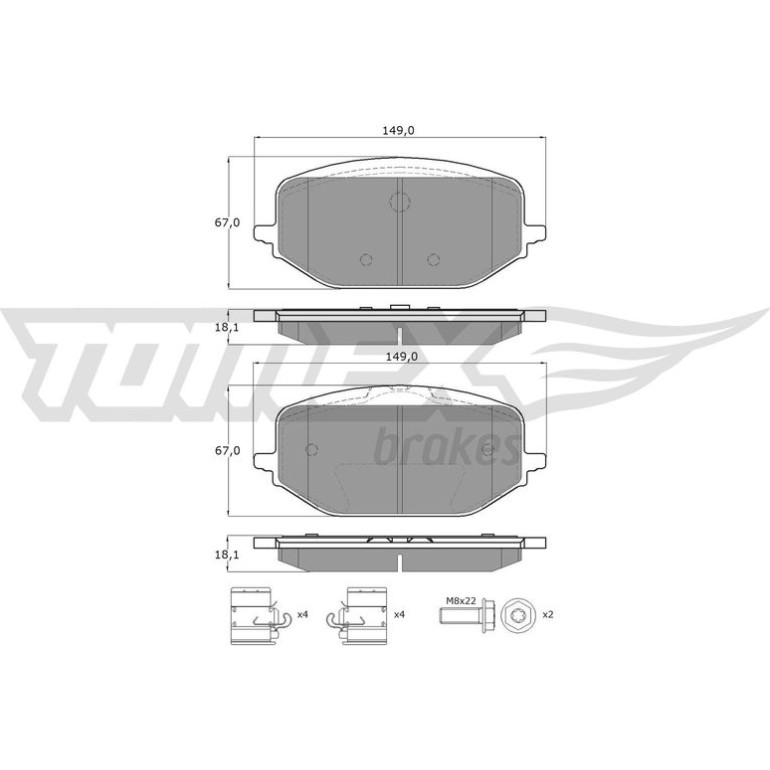 TOMEX brakes Bremsbelagsatz, Scheibenbremse TX 60-54 TOMEX brakes Bremsbelagsatz, Scheibenbremse TX 60-54