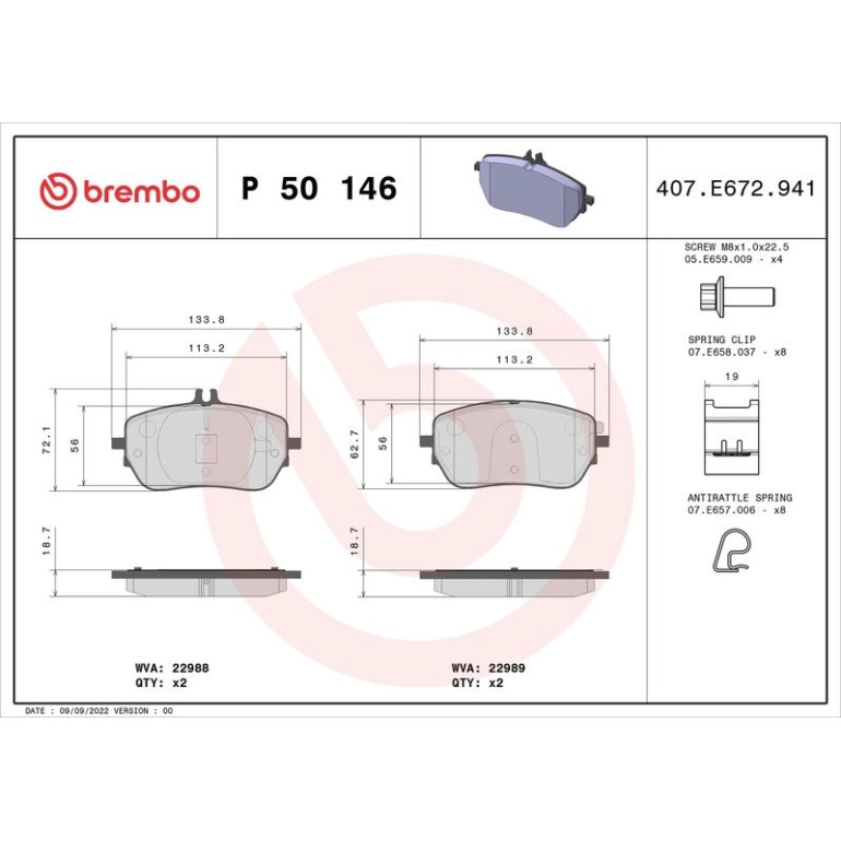 BREMBO Bremsklötze VA P 50 146 BREMBO Bremsklötze VA P 50 146