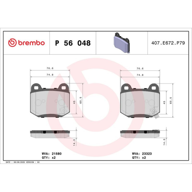 BREMBO Bremsklötze HA P 56 048 BREMBO Bremsklötze HA P 56 048