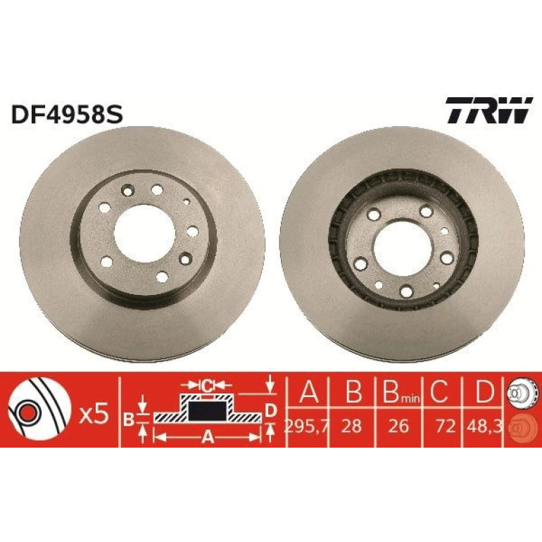 83 481 058 Bremsscheibe VA DF4958S 83 481 058 Bremsscheibe VA DF4958S