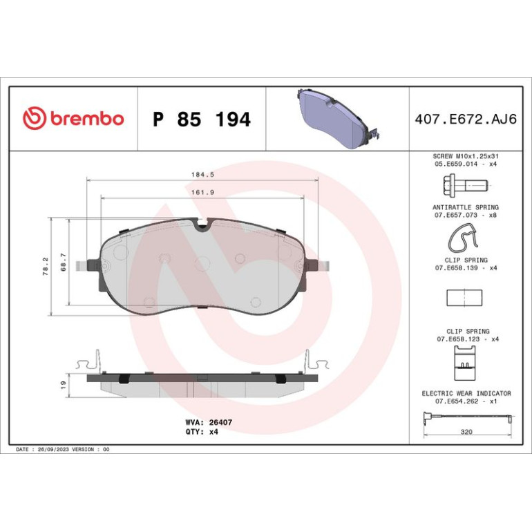 BREMBO Bremsklötze VA P 85 194 BREMBO Bremsklötze VA P 85 194