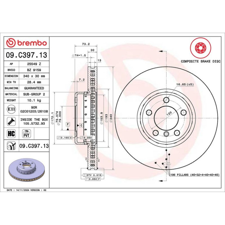 11 481 112 Brembo PREMIUM VA zweiteilig 09.C397.13 11 481 112 Brembo PREMIUM VA zweiteilig 09.C397.13