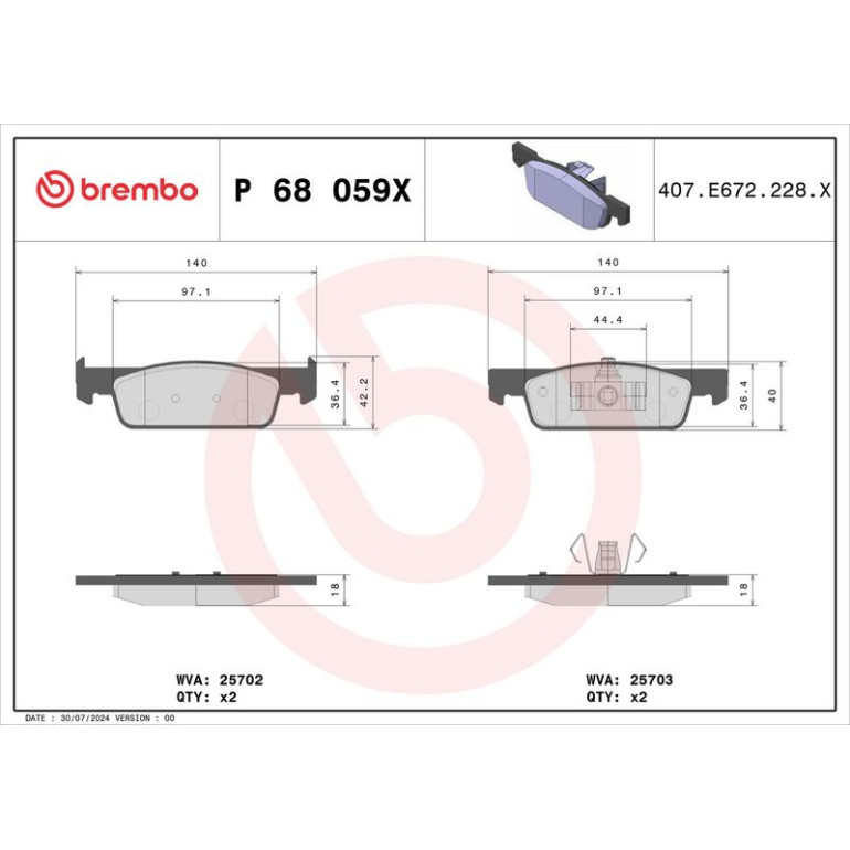 BREMBO Bremsklötze VA P 68 059X BREMBO Bremsklötze VA P 68 059X