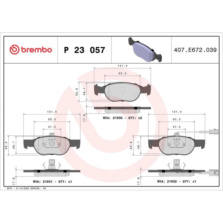 BREMBO Bremsklötze VA P 23 057