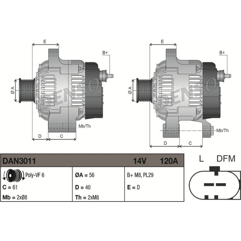 DENSO Generator DAN3011 DENSO Generator DAN3011