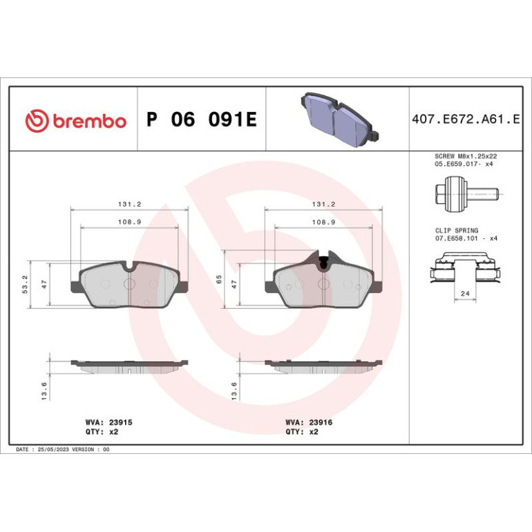 BREMBO Bremsklötze EV VA P 06 091E BREMBO Bremsklötze EV VA P 06 091E