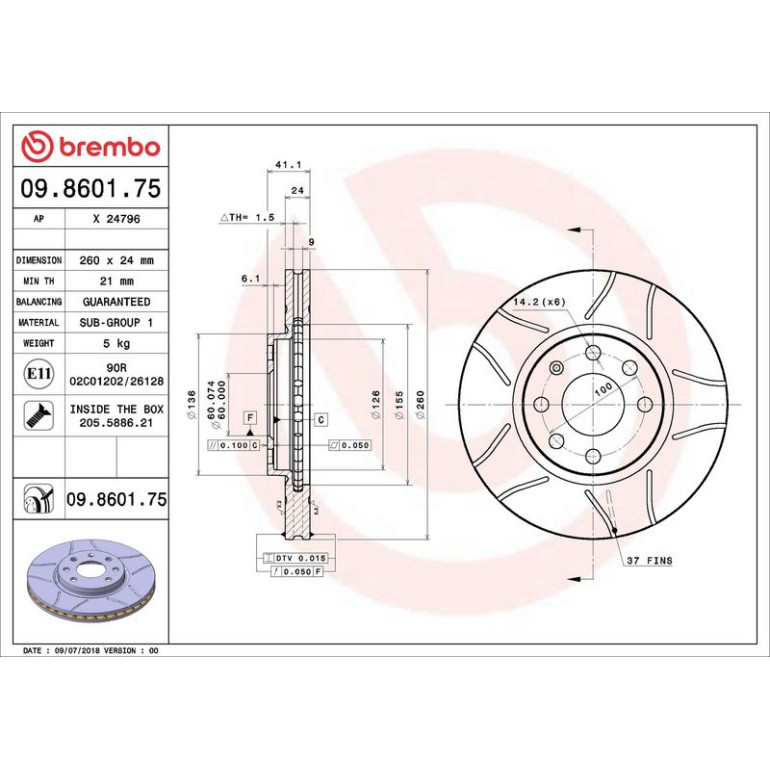 10 481 031M Bremsscheibe VA Brembo Max 09.8601.75 10 481 031M Bremsscheibe VA Brembo Max 09.8601.75