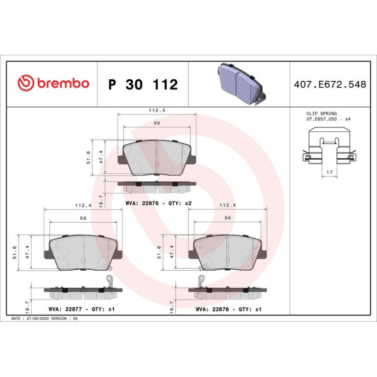 BREMBO Bremsklötze HA P 30 112 BREMBO Bremsklötze HA P 30 112