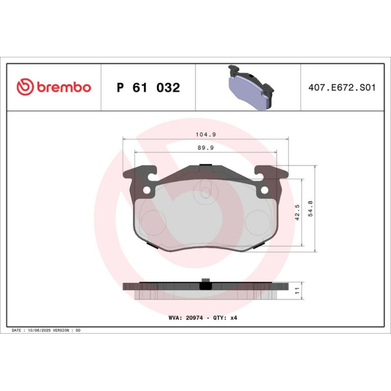 BREMBO Bremsklötze HA P 61 032 BREMBO Bremsklötze HA P 61 032