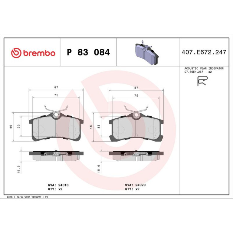 BREMBO Bremsklötze HA P 83 084 BREMBO Bremsklötze HA P 83 084