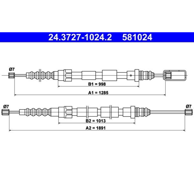 ATE Handbremsseil Seilzug Festellbremse 24.3727-1024.2 ATE Handbremsseil Seilzug Festellbremse 24.3727-1024.2