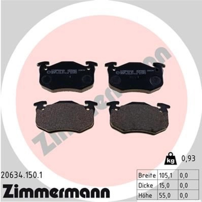 ZIMMERMANN Bremsbeläge 20634.150.1 ZIMMERMANN Bremsbeläge 20634.150.1