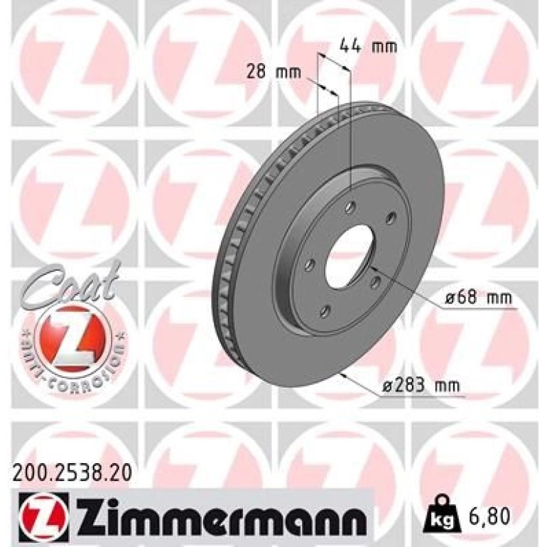 ZIMMERMANN Bremsscheibe 200.2538.20 ZIMMERMANN Bremsscheibe 200.2538.20