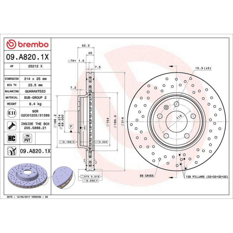Bremsscheibe VA Xtra 09.A820.1X Bremsscheibe VA Xtra 09.A820.1X