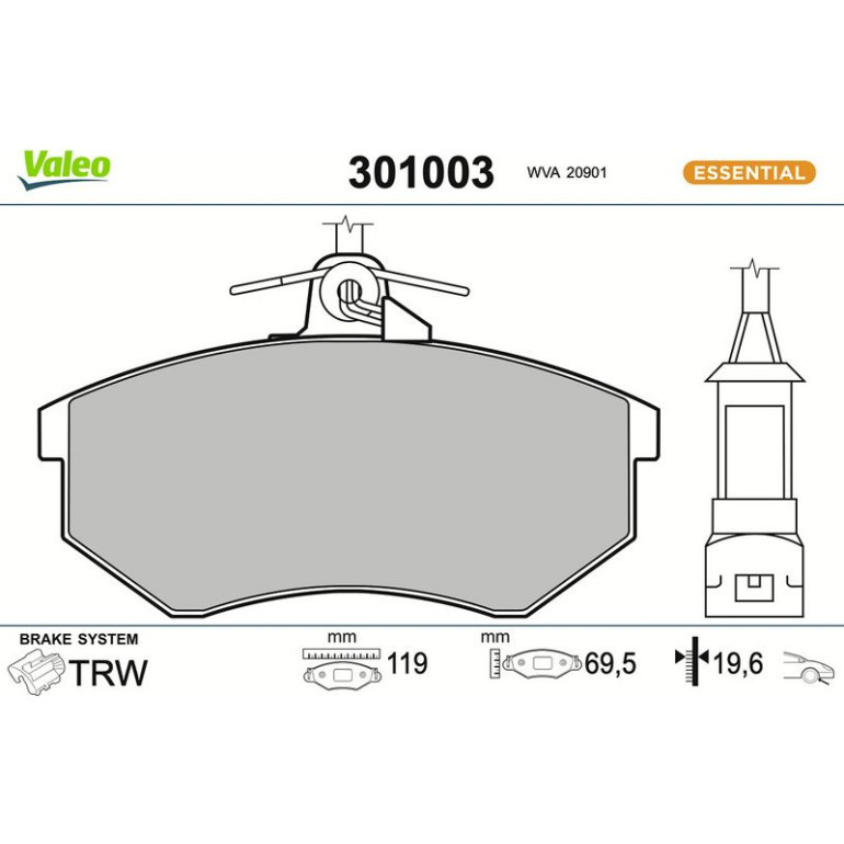 VALEO Bremsbeläge 301003 VALEO Bremsbeläge 301003