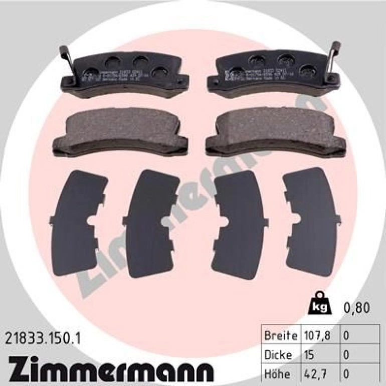 ZIMMERMANN Bremsbeläge 21833.150.1 ZIMMERMANN Bremsbeläge 21833.150.1