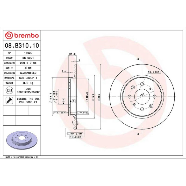 86 482 035 Bremsscheibe HA 08.B310.10 86 482 035 Bremsscheibe HA 08.B310.10