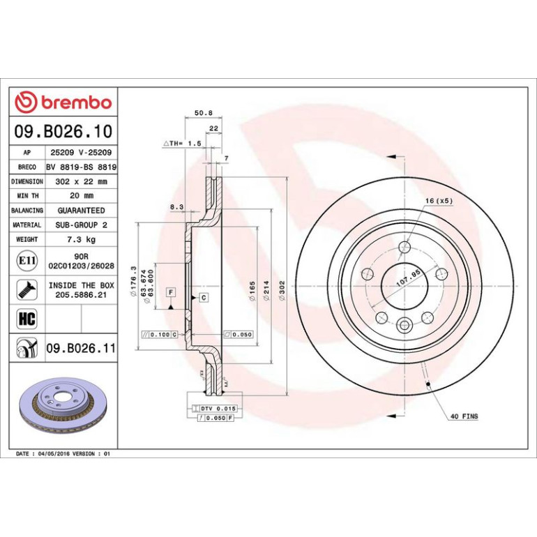 76 482 020 Bremsscheibe HA 09.B026.11