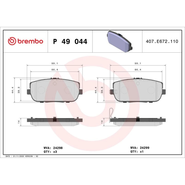 BREMBO Bremsklötze HA P 49 044 BREMBO Bremsklötze HA P 49 044