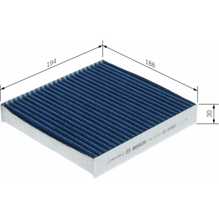 Aktivkohleinnenraumfilter 0 986 628 631 Aktivkohleinnenraumfilter 0 986 628 631