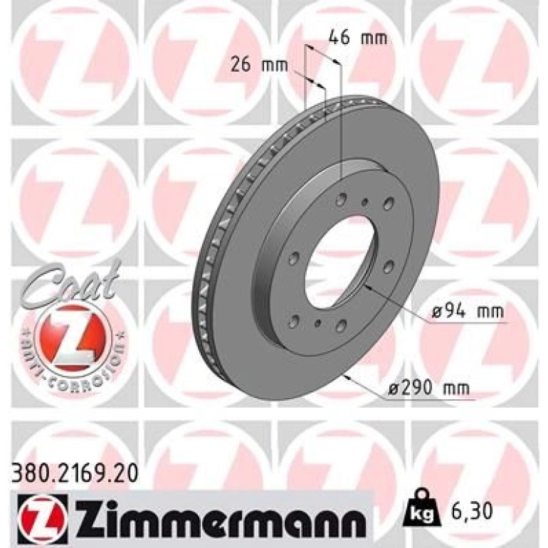 ZIMMERMANN Bremsscheibe 380.2169.20 ZIMMERMANN Bremsscheibe 380.2169.20