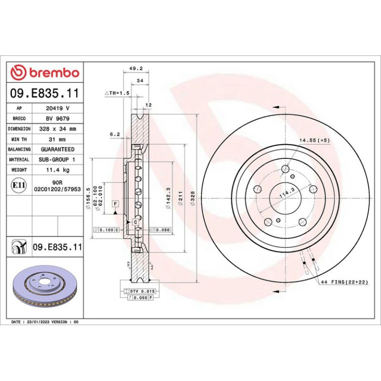 Bremsscheibe VA 09.E835.11 Bremsscheibe VA 09.E835.11