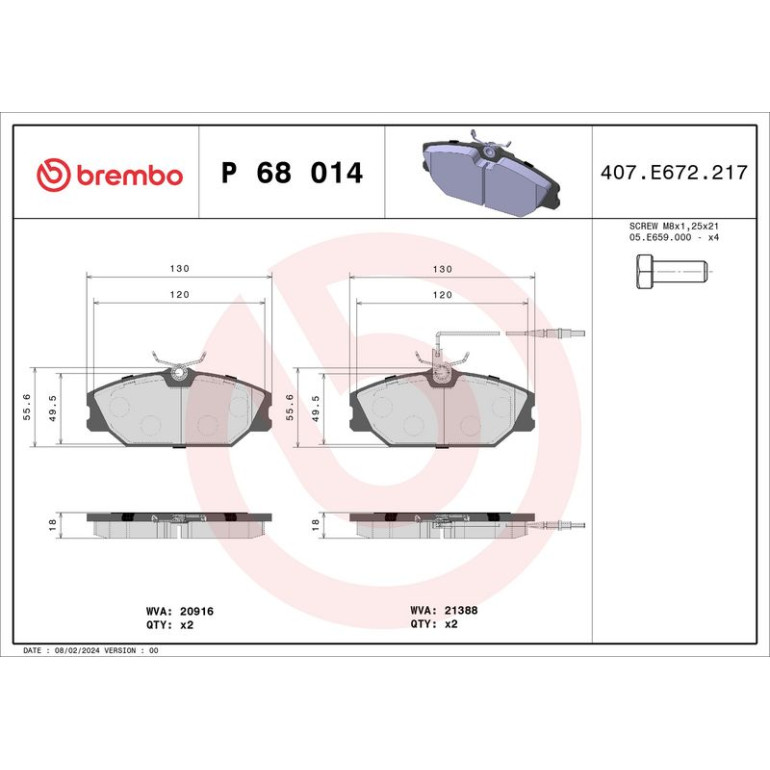 BREMBO Bremsklötze VA P 68 014 BREMBO Bremsklötze VA P 68 014