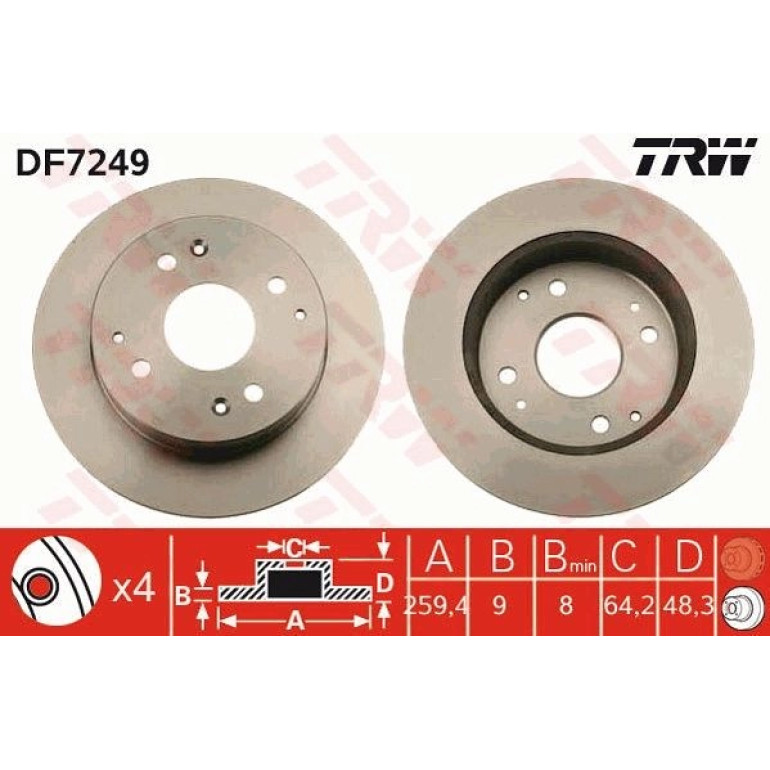 Bremsscheibe Honda T. Accord 98- 4Open DF7249 Bremsscheibe Honda T. Accord 98- 4Open DF7249
