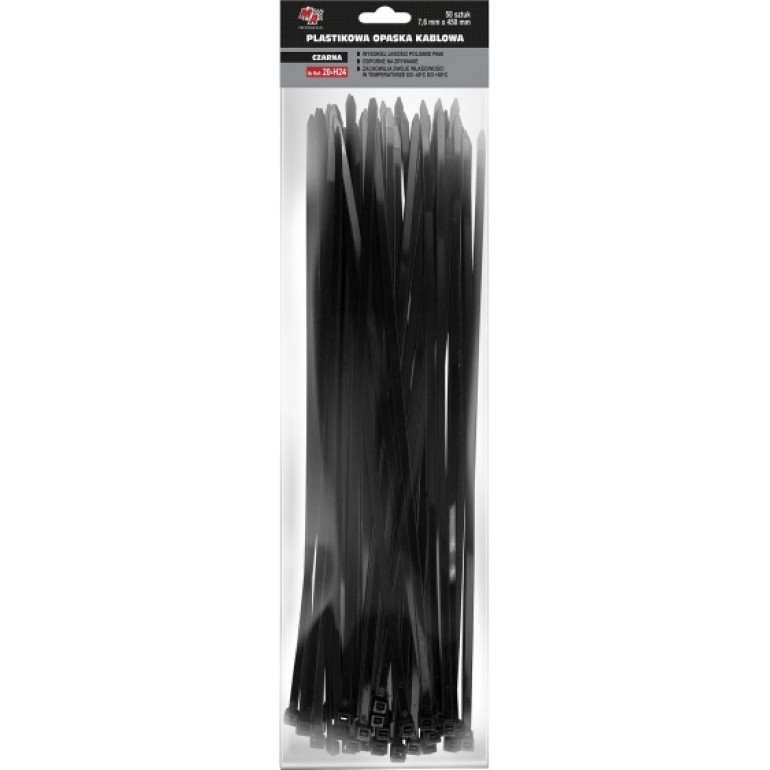 MOJE AUTO AMT20-H24 Kabelbinder 7,6 x 450 (1 Pack 50 Stück) Schwarz