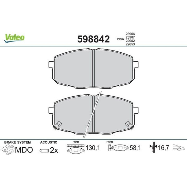 VALEO Bremsbeläge 598842 VALEO Bremsbeläge 598842